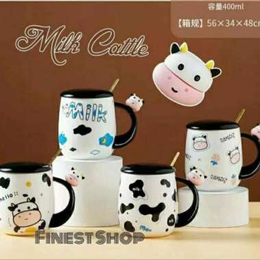 Gelas Keramik Unik Cangkir Bear Polkadot Kado Mug Gift Ultah Birthday Cute Cow ð