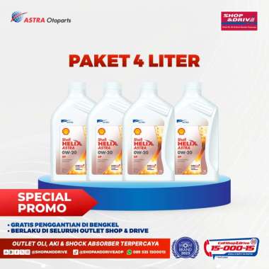 Oli Shell Helix Astra 0W20 Premium [4 L, Gratis Ganti Oli di Bengkel / Rumah, Click&Collect]