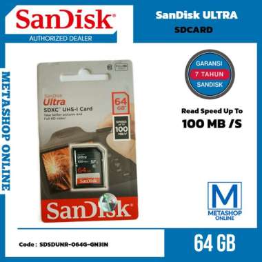 SanDisk Ultra SDCard SDHC SDXC Kartu Memory Card SD 64GB 100MB/s