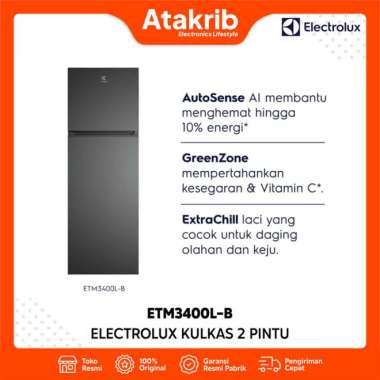 ELECTROLUX KULKAS 2 PINTU ETM3400L-B Inverter 341L