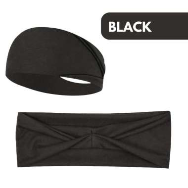Bandana Olahraga Pria Wanita Elastis Anti Gerah Polos Warna Sport Breathable Haeadband JCIK177 Black