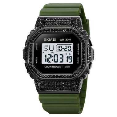 Jam Tangan Wanita Digital SKMEI 2000 Armygreen waterresist 30M