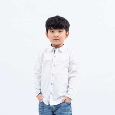 Little X eight Boy Alonzo Shirt - Kemeja Putih Anak Cowok 9-10 tahun