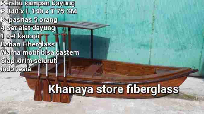 Perahu sampan dayung,perahu fiberglass motif kayu,perahu dayung,perahu mancing,perahu kpsitas 5 org.