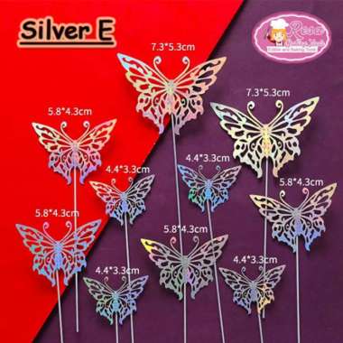 Topper Kupu-kupu Silver Motif E