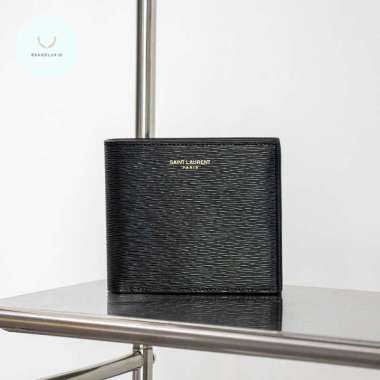 Saint Laurent Paris Logo Engraved Bifold Wallet Black