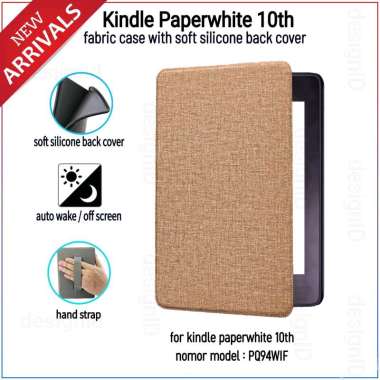kindle paperwhite 10th fabric denim case auto wake hand strap casing silicon Sage Green