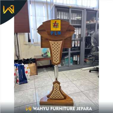 Mimbar Podium Pidato Jokowi | Podium Hidrolik Minimalis Jati Finishing