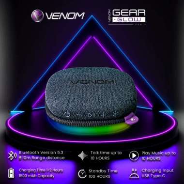 Venom Gear Glow VGG Speaker Bluetooth Portable Bass LED Bluetooth 5.3