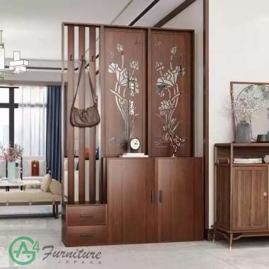 Partisi Ruangan Minimalis Kayu Jati 140cm