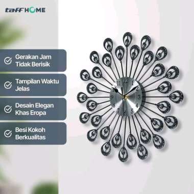 TaffHOME Jam Dinding Besi Bulu Merak Silent Movement 32cm - WM-32 hitam