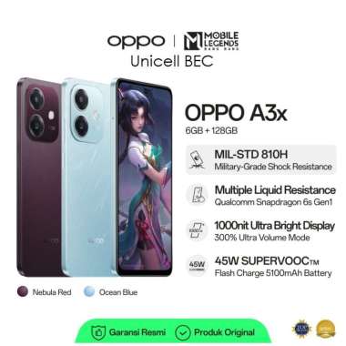 OPPO A3x RAM 6/128GB Garansi Resmi Nebula Red