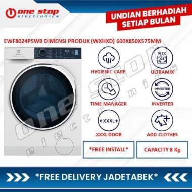 [Trade-in] - [GARANSI RESMI] ELECTROLUX EWF8024P5WB / EWF 8024 P5WB Mesin Cuci Front Loading 8 Kg