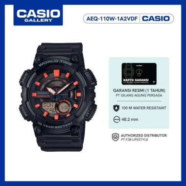 Casio Jam Tangan Pria AEQ-110W-1A2VDF Digital Analog Black Resin Strap