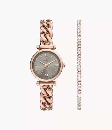 Fossil Carlie Rose Gold Jam Tangan Wanita 28 MM ES5378SET