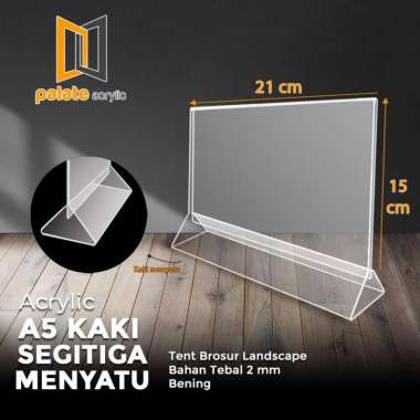 Acrylic Tent Brosur A5 Kaki Segitiga Menyatu Landscape 2MM