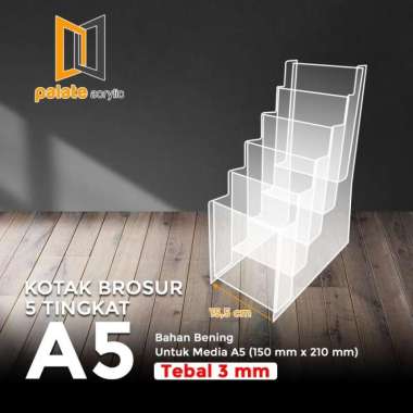 TEMPAT BROSUR A5 5 SUSUN /AKRILIK RAK BROSUR A5 5 LAYER TERLARIS 3MM