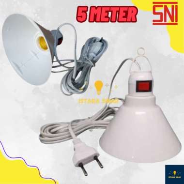 Fitting Gantung Lampu WD Kabel 5 Meter + Rumah & Saklar On Off Rumah Lampu Gantung Saklar dan Topi l