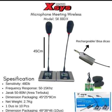 Wireless Microphone X-sys Microphone Meeting Rechargeable SK 88DX X-sys