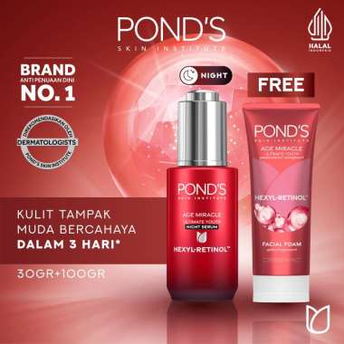 Ponds Age Miracle Night Serum UY 30gr Free Ponds Age Miracle Youthful Glow Facial Treatment Cleanser