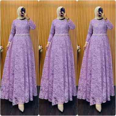 GAMIS BROKAT MUTIARA CANTIK DAN ELEGAN GAMIS BRUKAT PESTA PREMIUM MEWAH GROSIR ECERAN Ld120cm (Jumbo