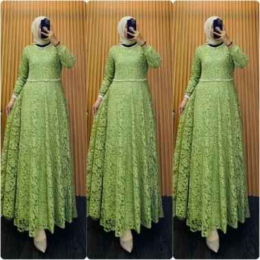 GAMIS BROKAT MUTIARA CANTIK DAN ELEGAN GAMIS BRUKAT PESTA PREMIUM MEWAH GROSIR ECERAN Ld120cm (Jumbo