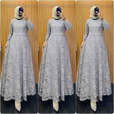 GAMIS BROKAT MUTIARA CANTIK DAN ELEGAN GAMIS BRUKAT PESTA PREMIUM MEWAH GROSIR ECERAN Ld120cm (Jumbo