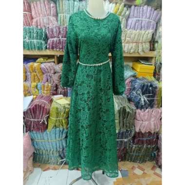 GAMIS BROKAT MUTIARA CANTIK DAN ELEGAN GAMIS BRUKAT PESTA PREMIUM MEWAH GROSIR ECERAN Ld120cm (Jumbo
