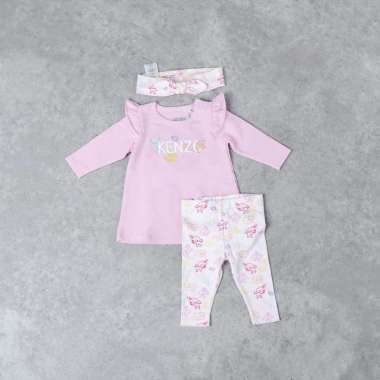 KENZO TEXT LONGSLEEVE & ANIMAL PINK BABY PANTS GIFT SET 100% ORIGINAL 6M