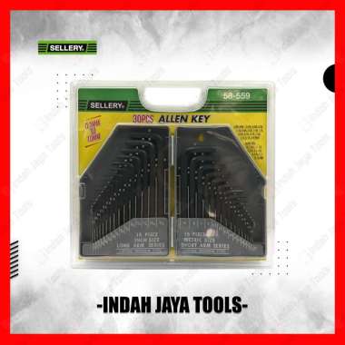 SELLERY 58-559 Kunci L Set 30 Pcs Flat Panjang Pendek - Long Short Hex Key Chrome Vanadium Steel