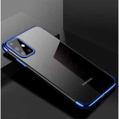 Case Samsung Galaxy A51 Case Luxury Clear Transparent Plating Case A51 Biru