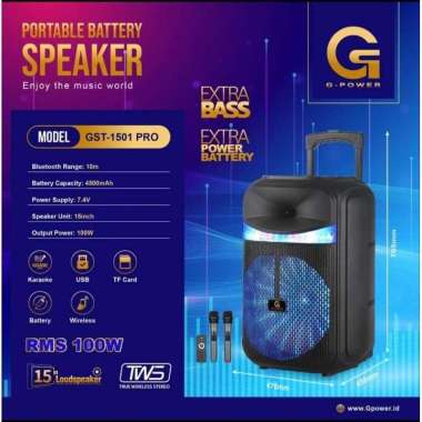 SPEAKER PORTABLE G-POWER GST-1501 PRO 15INCH