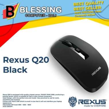 MOUSE REXUS Q20 Black / REXUS Wireless Mouse Q20 Black