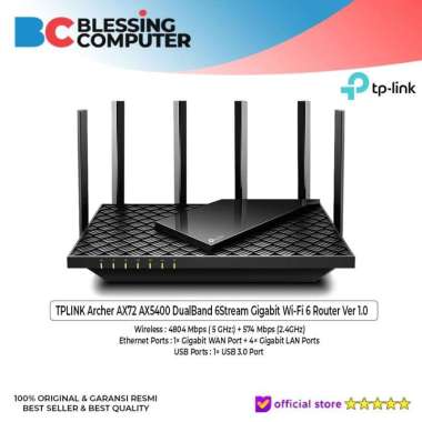 TPLINK Archer AX72 AX5400 DualBand 6Stream Gigabit WiFi 6 Router Ver1