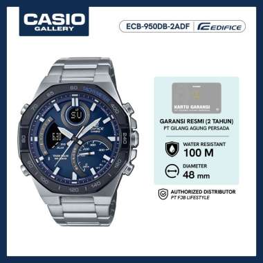 Casio Jam Tangan Pria Edifice Original ECB-950DB-2ADF Analog Digital