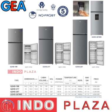 KULKAS GEA 2 PINTU G2HD-198 / G2HD-217 / G2HD-267 / G2HD-267WD- G2HD-198 G2HD-198