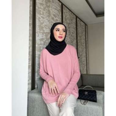 GONEGANI OFFICIAL - Atasan Wanita Polos Oversize Batwing Sweater Maroon