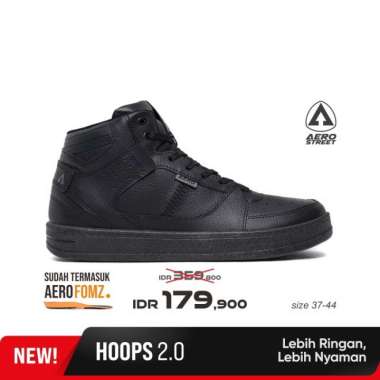 Aerostreet 37-44 Hoops High 2.0 All Black - Sepatu Sneaker Casual 39