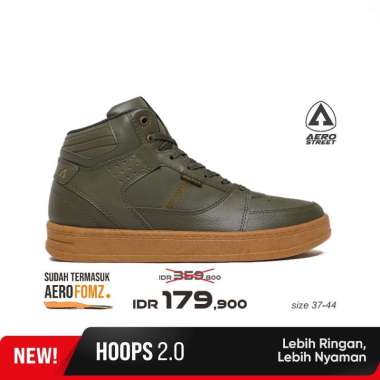 Aerostreet 37-44 Hoops High 2.0 Olive Gum - Sepatu Sneakers Casual 40