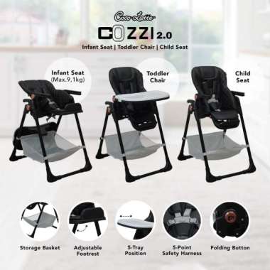 COCOLATTE Cozzi 2.0 High Chair | Kursi Makan Bayi BLACK