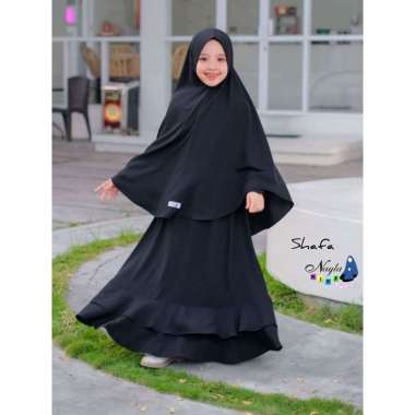 Shafa series by Nayla kids | set mom & kids | set gamis syari M Black