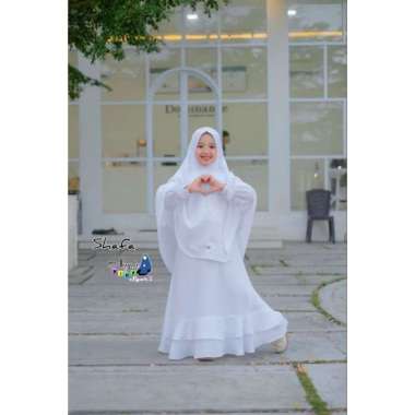 Shafa series by Nayla kids | set mom & kids | set gamis syari M White