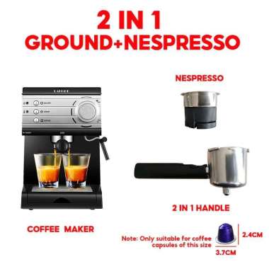 Mesin Kopi Espresso, Pembuat Semi-Otomatis Pembuat Espresso Mesin 2 IN 1
