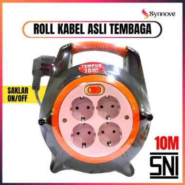 Kabel Roll 10 Meter SNI Saklar ON/OFF Kabel Colokan Listrik Multifungsi Kabel Gulung Stop Kontak 4 L