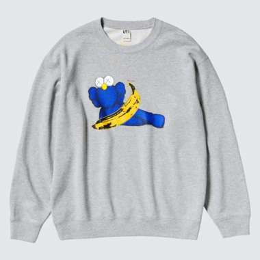 Uniqlo x KAWS x Warhol Sweater Crewneck Authentic Abu-abu S