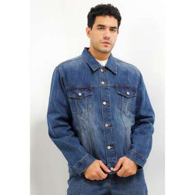 Hush Puppies Hastings Denim Trucker Jacket Pria Medium Blue M
