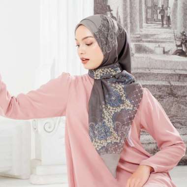 Kerudung Hijab Segiempat Motif With Box - Zoya FUGY Scarf - Voal Olive