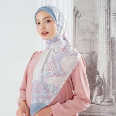 Kerudung Hijab Segiempat Motif With Box - Zoya FUGY Scarf - Voal Cream