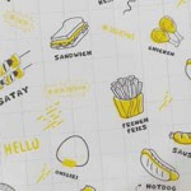 [100 Pcs] Kertas Nasi MOTIF KORAN / KERTAS ROTI (27x27 cm) - Motif Printing - Anti Lengket BURGER27 