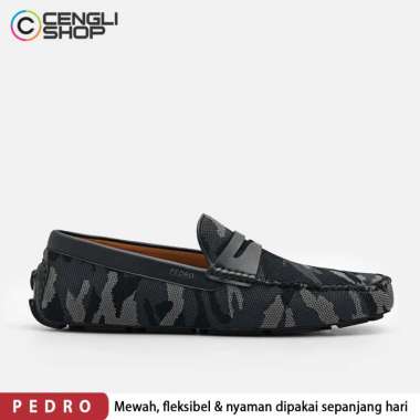 SEPATU PEDRO LOAFER PRIA ORIGINAL LOAFERS SLIP ON PANSUS ASLI ORI BRANDED ABU TUA DARK GREY PM100